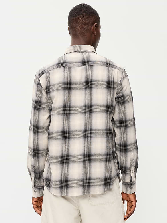 Relaxed Long-Sleeve Plaid Flannel Pocket Shirt