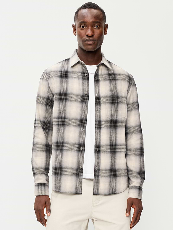 Relaxed Long-Sleeve Plaid Flannel Pocket Shirt