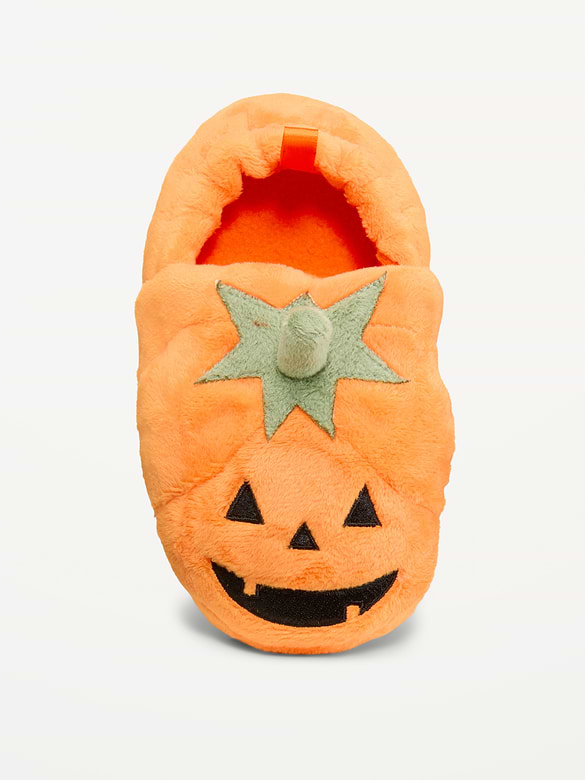 Velour Pumpkin Slippers for Toddler
