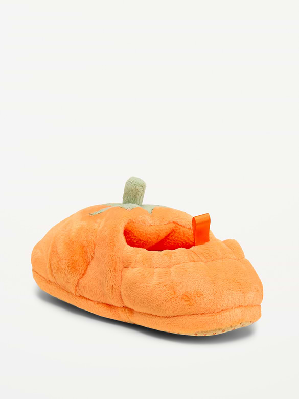 Velour Pumpkin Slippers for Toddler
