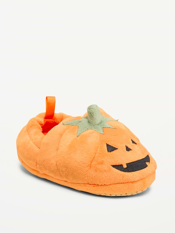 Velour Pumpkin Slippers for Toddler