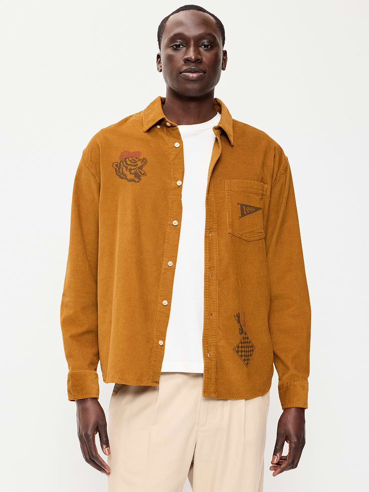 Image number 1 showing, Loose Fit Long-Sleeve Corduroy Shirt