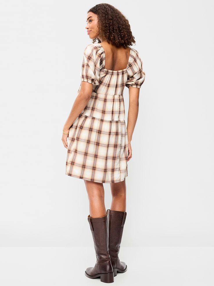 Image number 2 showing, Puff-Sleeve Smocked Mini Swing Dress