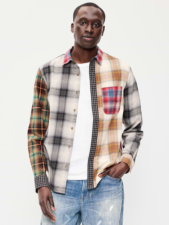 Relaxed Long-Sleeve Plaid Flannel Pocket Shirt