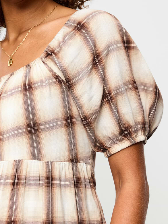 Puff-Sleeve Smocked Mini Swing Dress