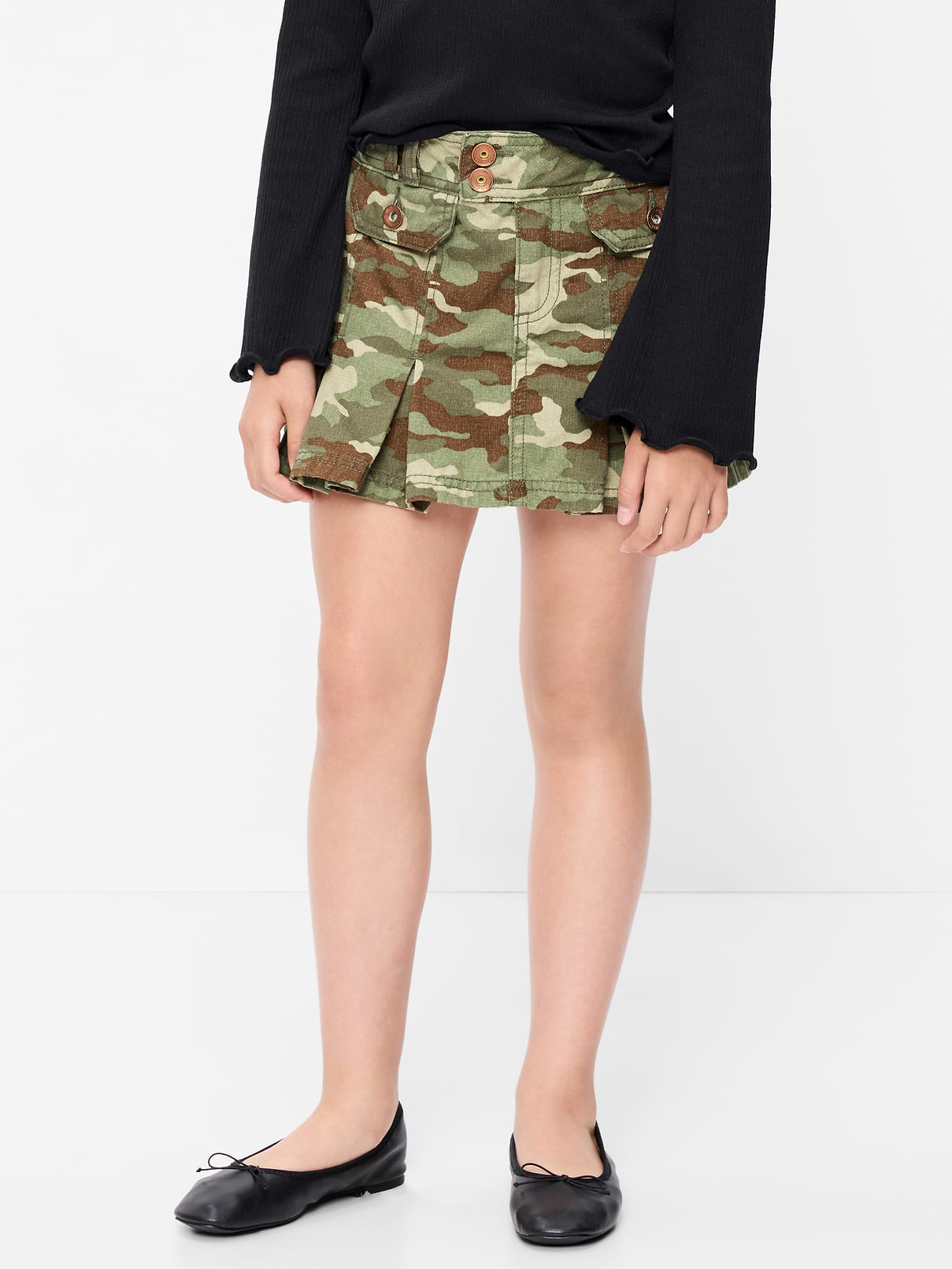 Image number 1 showing, Pleated Utility Twill Skirt for Girls