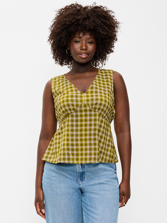 Sleeveless V-Neck Tie-Back Top
