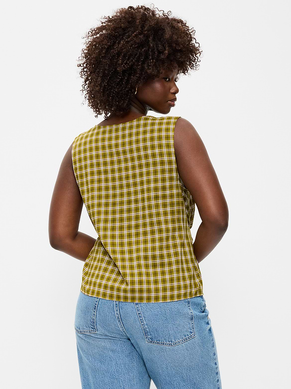Sleeveless V-Neck Tie-Back Top