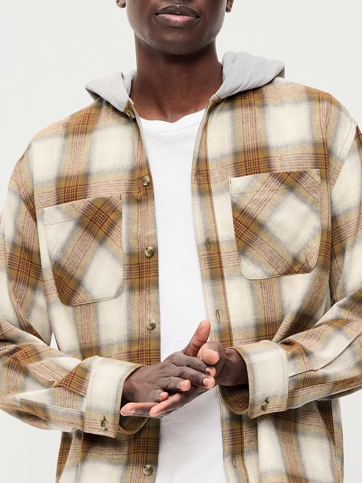 Image number 3 showing, Long-Sleeve Flannel Hooded Shirt