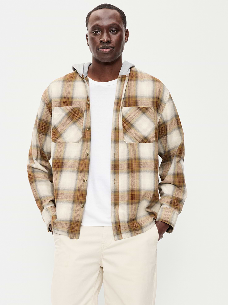 Image number 1 showing, Long-Sleeve Flannel Hooded Shirt