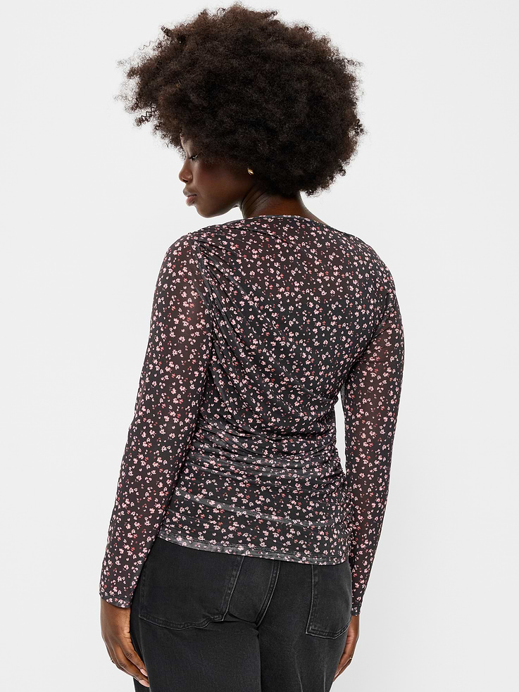 Image number 3 showing, Long-Sleeve Draped Mesh Top
