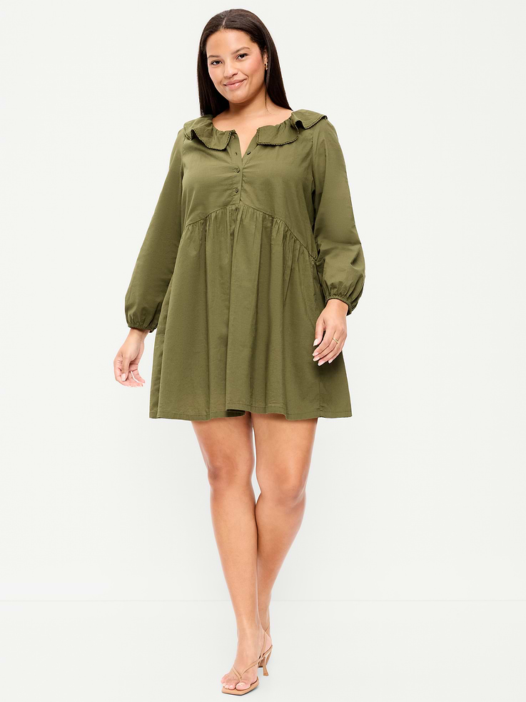 Image number 4 showing, Long-Sleeve Ruffle-Collar Swing Mini Dress