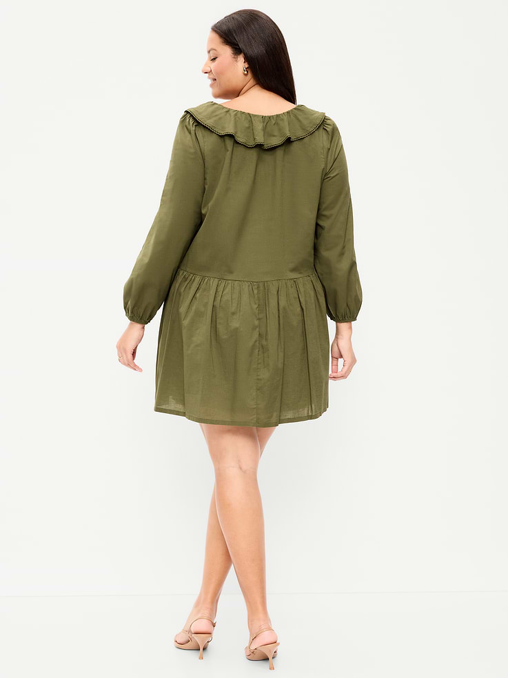 Image number 5 showing, Long-Sleeve Ruffle-Collar Swing Mini Dress