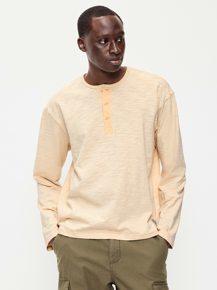 Image number 1 showing, Long-Sleeve Slub-Knit Henley T-Shirt