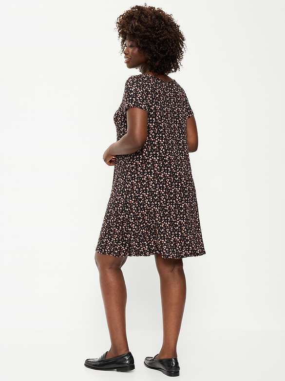 Short-Sleeve Mini Swing Dress
