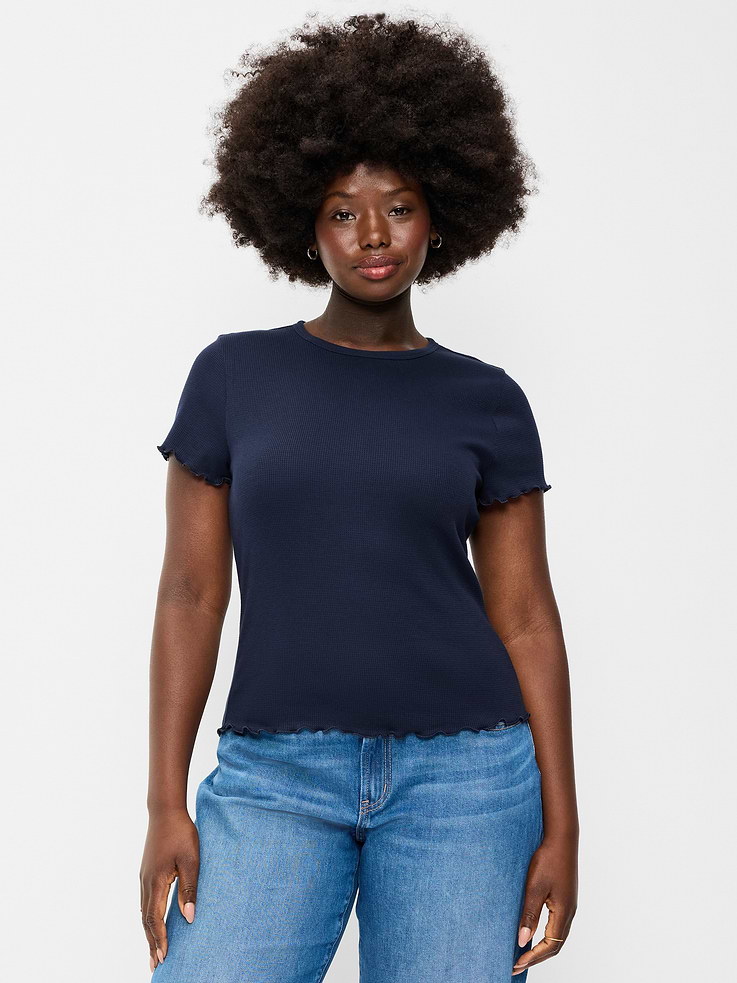 Image number 6 showing, Fitted Waffle-Knit Cropped T-Shirt