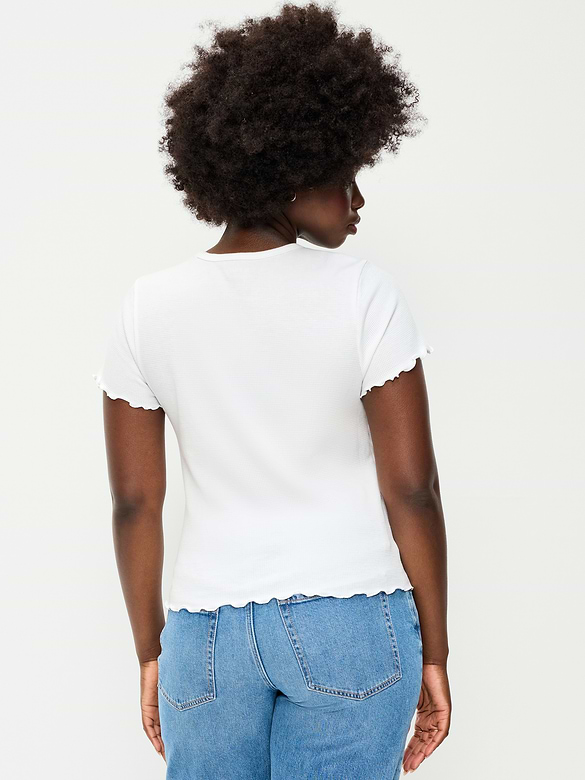 Fitted Waffle-Knit Cropped T-Shirt