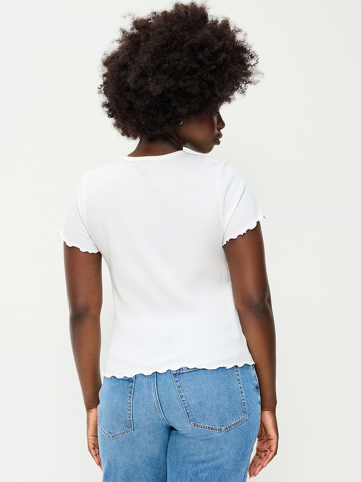 Image number 7 showing, Fitted Waffle-Knit Cropped T-Shirt