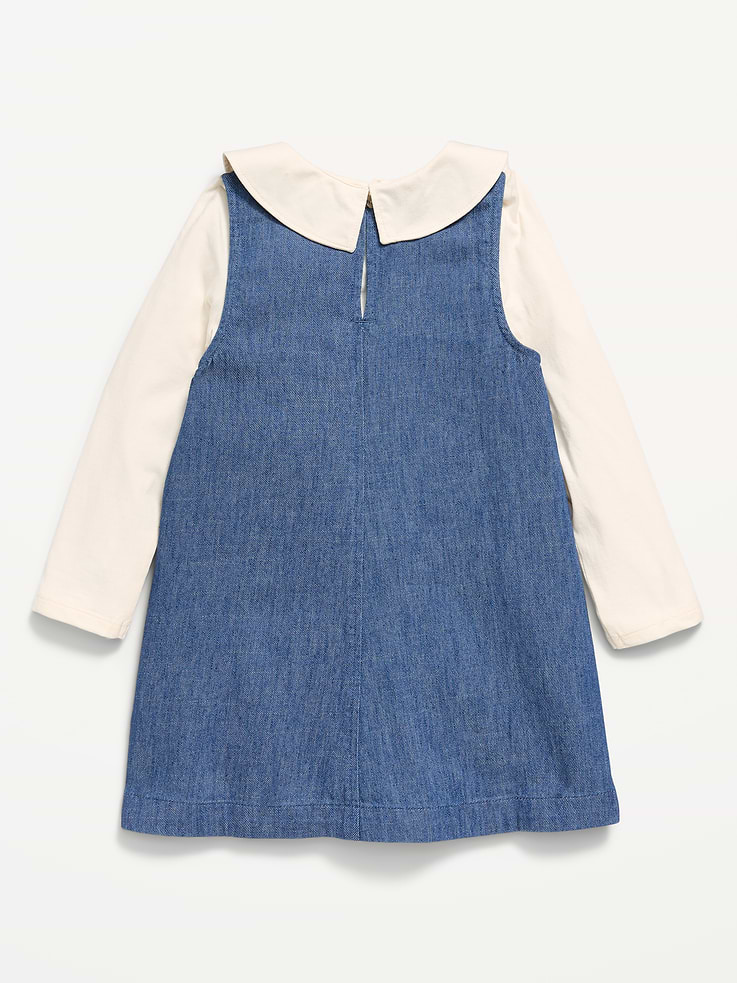Image 3 of 5, Long-Sleeve Collared Top and Dress Set for Toddler Girls