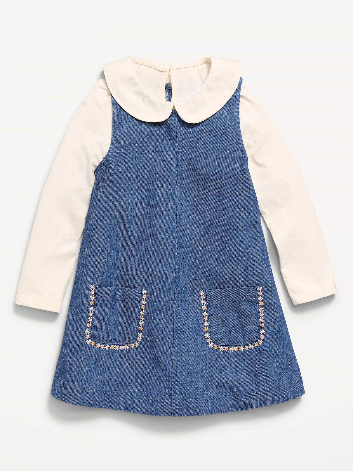 Image number 2 showing, Long-Sleeve Collared Top and Dress Set for Toddler Girls