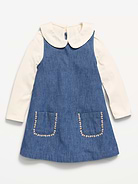 Image number 2 showing, Long-Sleeve Collared Top and Dress Set for Toddler Girls