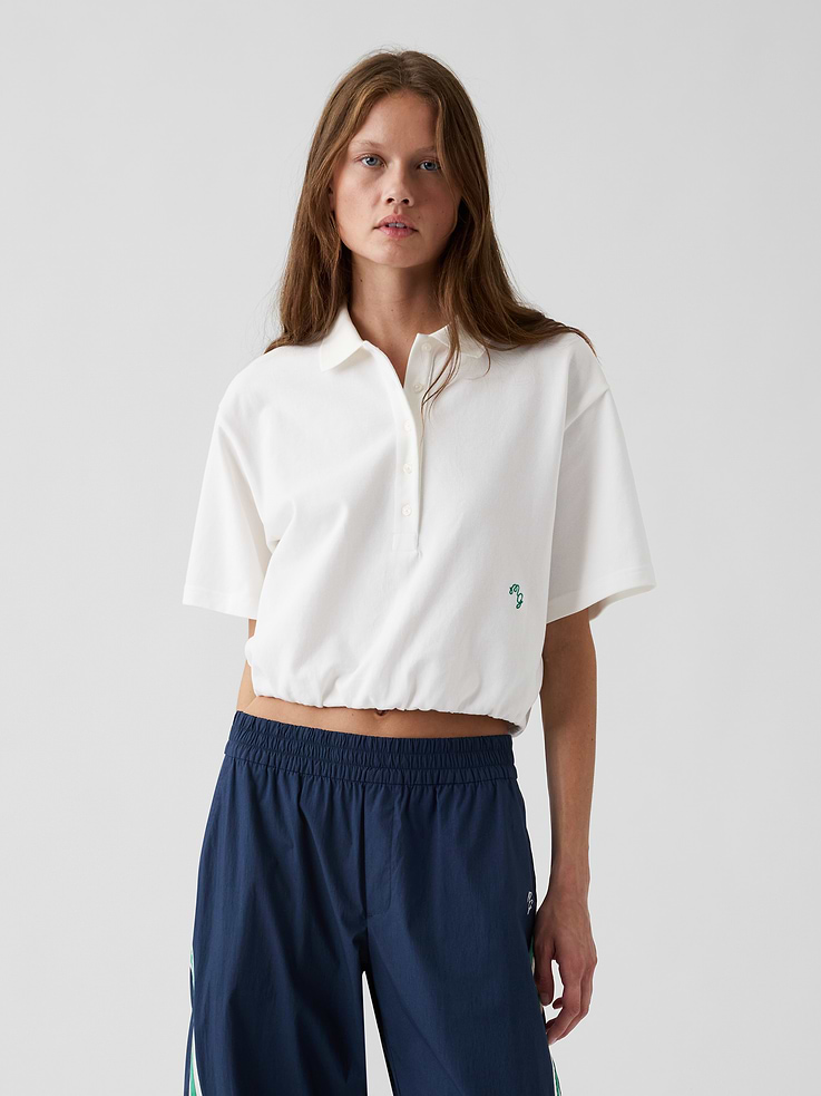 Image number 1 showing, Gap × Malbon Cinch Crop Polo Shirt