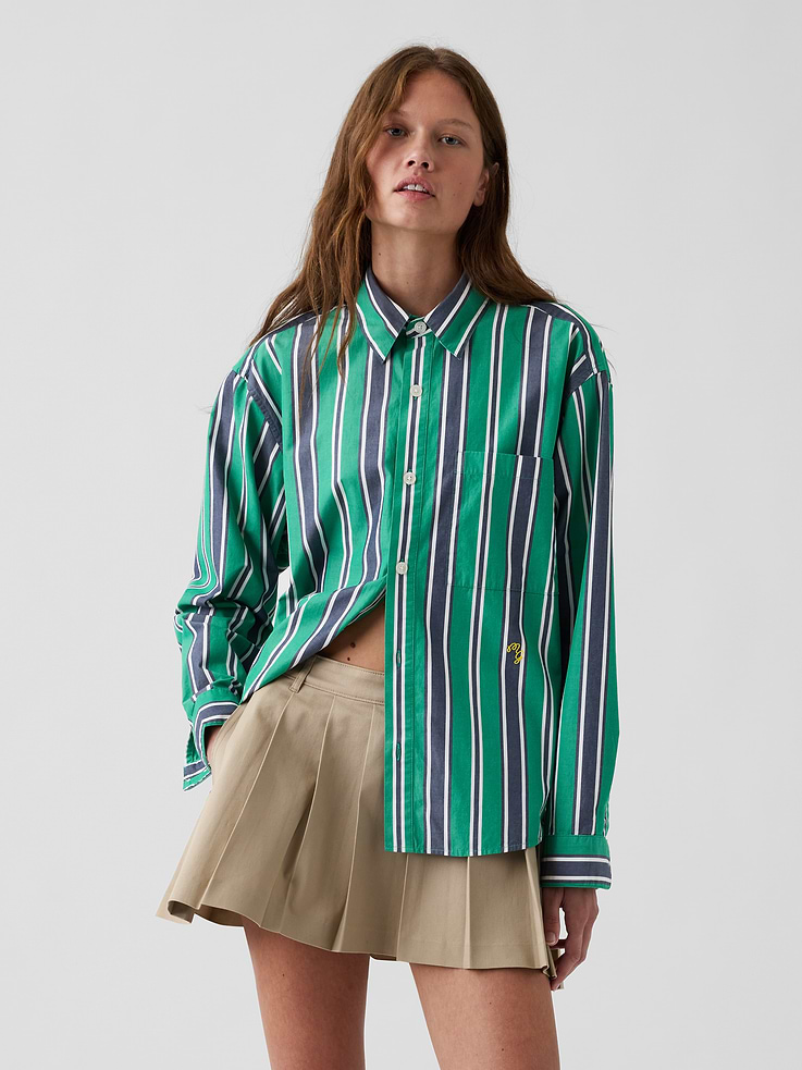Image number 4 showing, Gap × Malbon Poplin Stripe Shirt