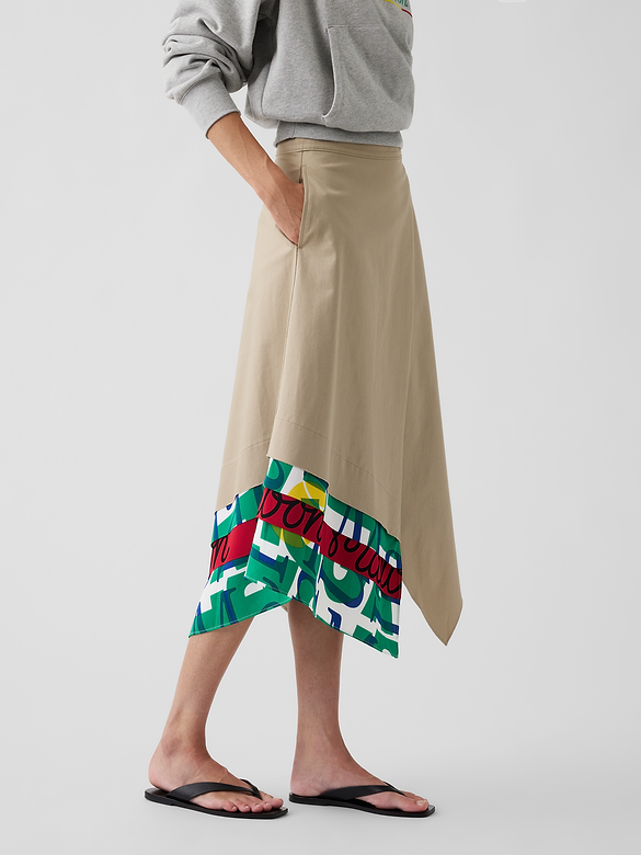 Gap × Malbon Twill Handkerchief Maxi Skirt