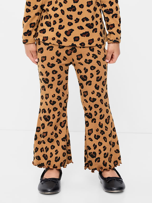 Printed Ribbed Flare-Leg Leggings for Toddler Girls