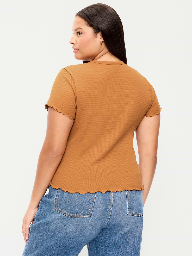 Image number 9 showing, Fitted Waffle-Knit Cropped T-Shirt
