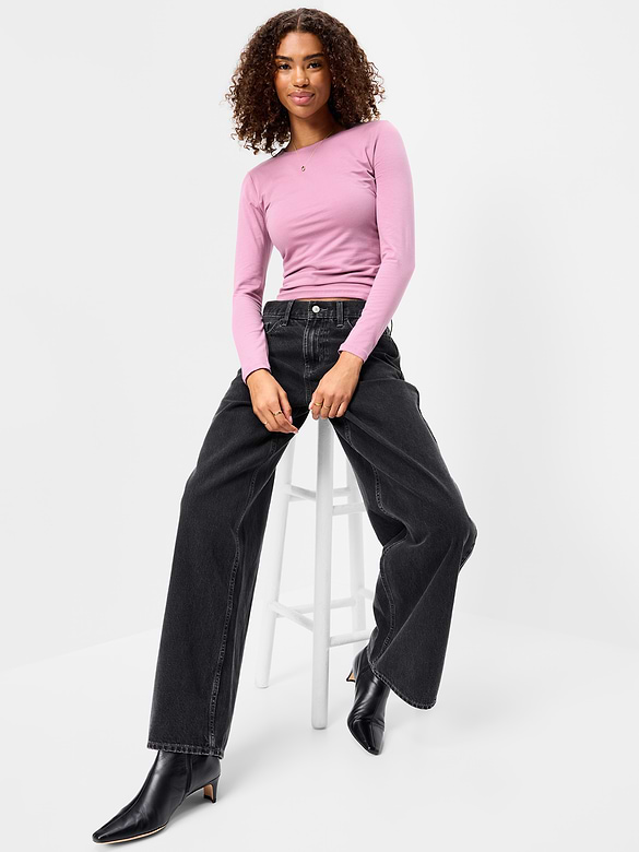 Hug Double-Layer Crew-Neck Long-Sleeve Top