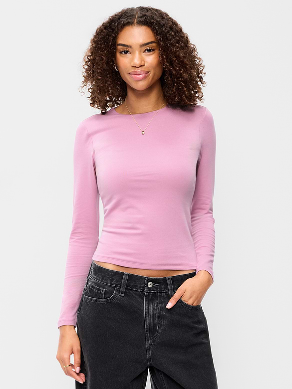 Hug Double-Layer Crew-Neck Long-Sleeve Top