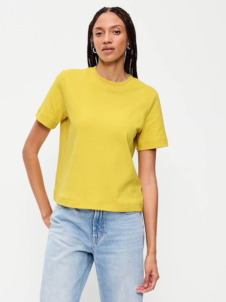 Image 1 of 8, rib-knit crew neck, short sleeves, Product #909479