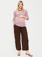 Image number 1 showing, Maternity Rollover-Waist Barrel-Leg Ankle Pants