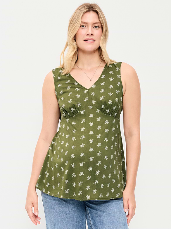Maternity Sleeveless V-Neck Tie-Back Top