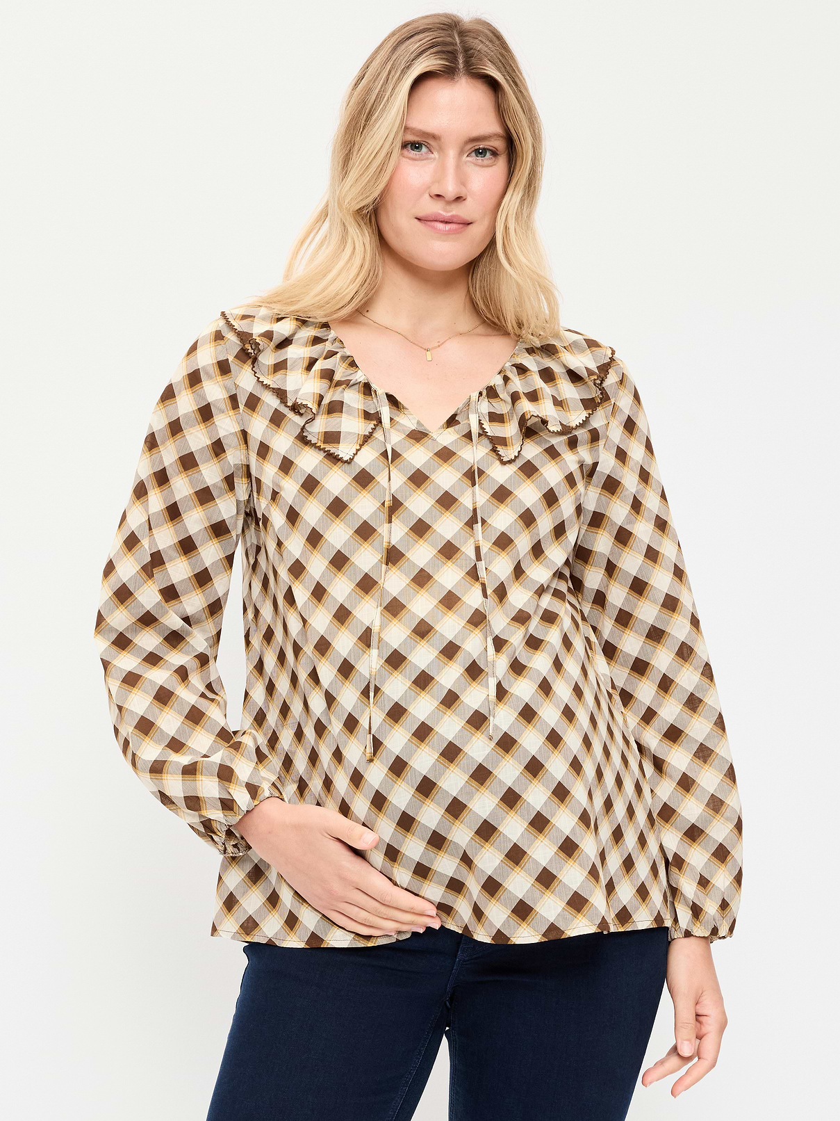 Image number 1 showing, Maternity Ruffle-Collar Popover Top