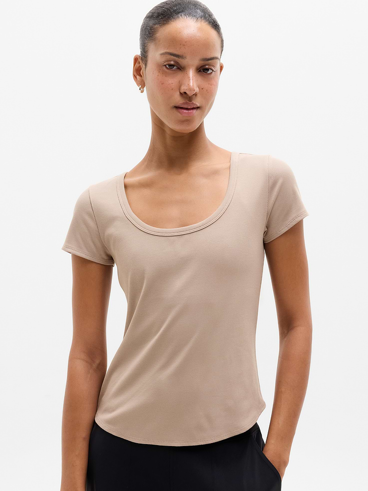 Image number 1 showing, Signature Rib Scoop Tee