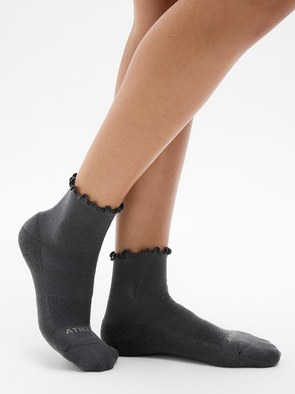 Athleta Ruffle Everyday Quarter Crew Sock 2-Pack