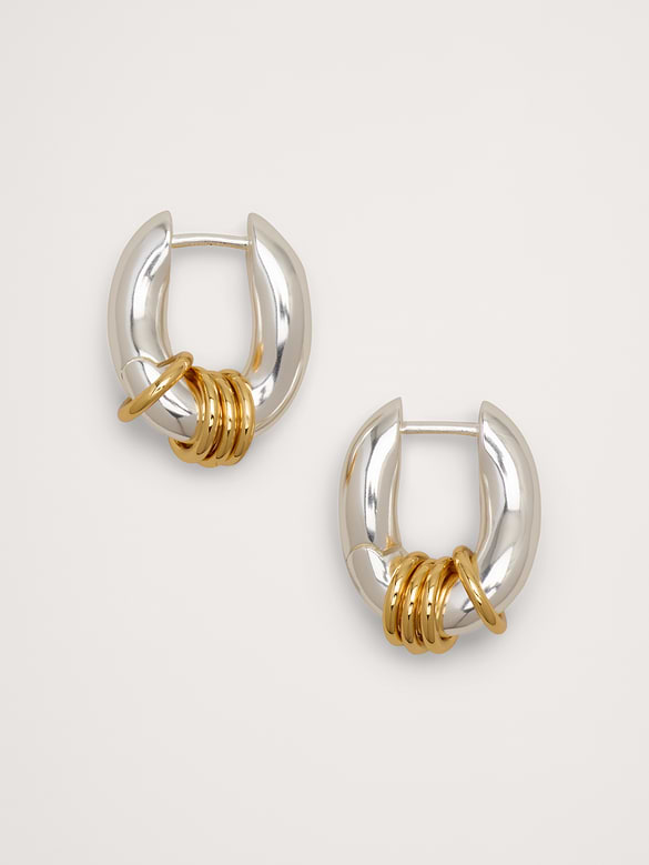 Boucles d’oreilles à maillons bicolores