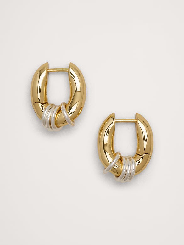 Boucles d’oreilles à maillons bicolores
