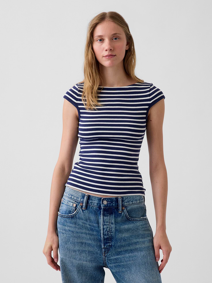 Image number 1 showing, Modern Boatneck T-Shirt