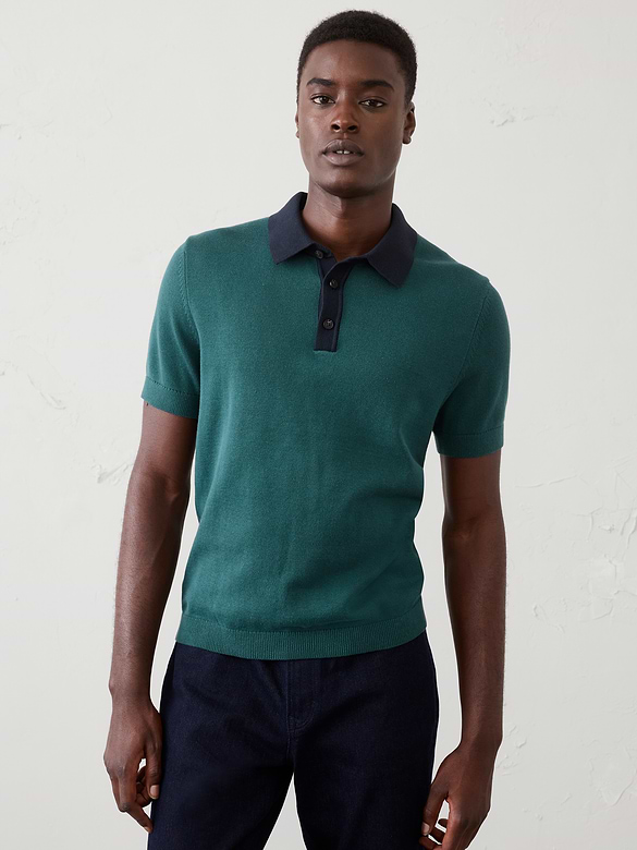 Contrast-Placket Sweater Polo