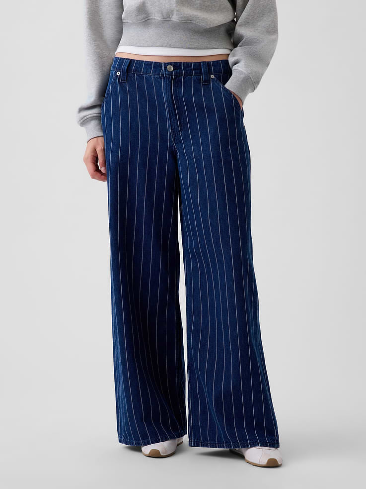 Image number 2 showing, Mid Rise Stripe Baggy Jeans