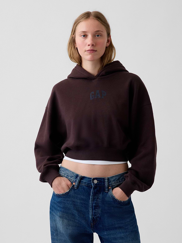 VintageSoft Crop Logo Hoodie