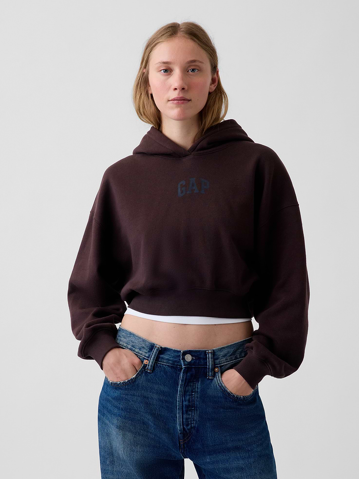Image number 1 showing, VintageSoft Crop Logo Hoodie