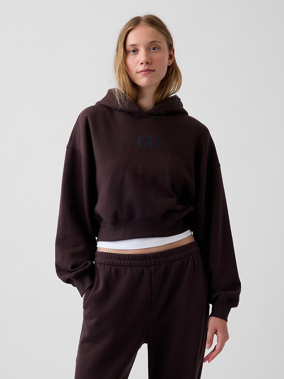 VintageSoft Crop Logo Hoodie