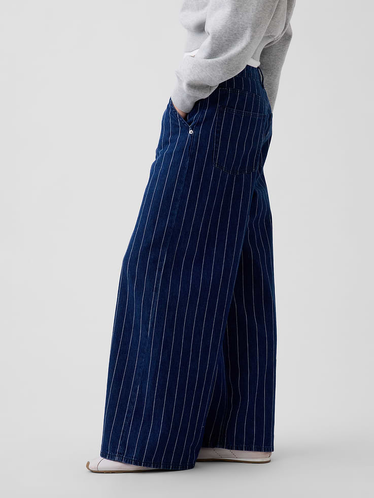 Image number 3 showing, Mid Rise Stripe Baggy Jeans