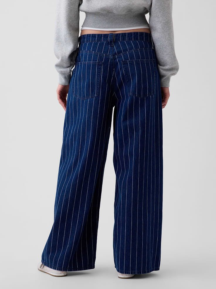 Image number 4 showing, Mid Rise Stripe Baggy Jeans
