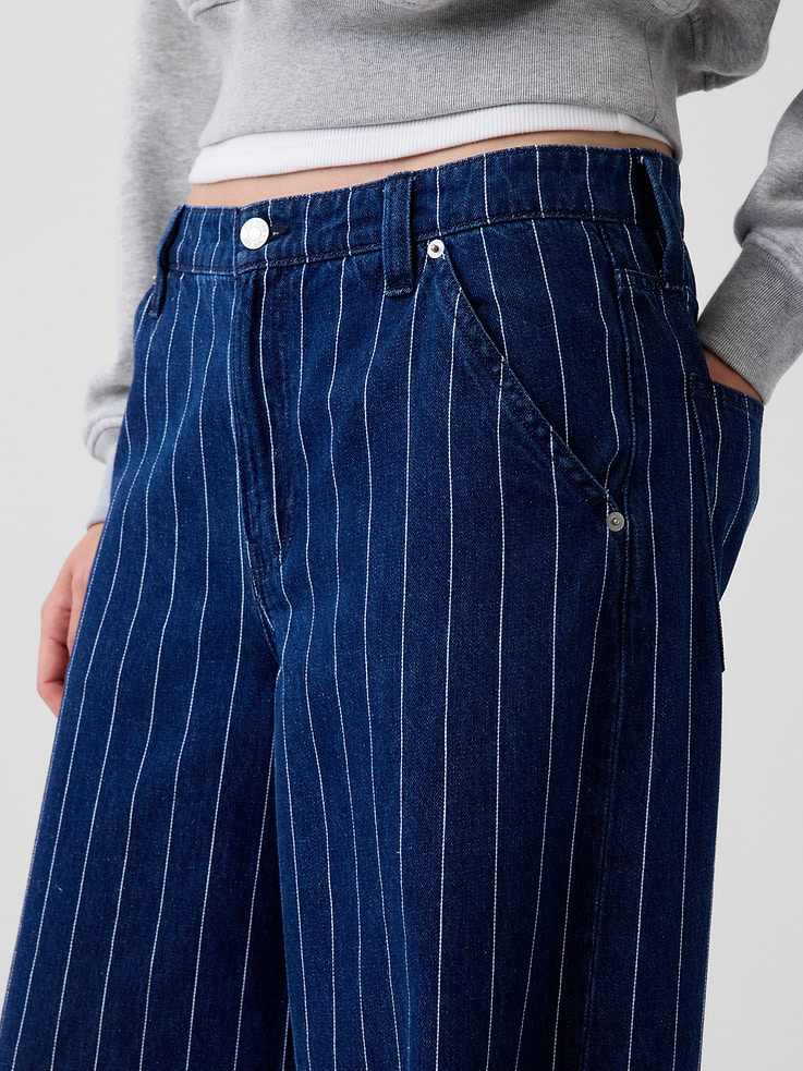 Image number 5 showing, Mid Rise Stripe Baggy Jeans