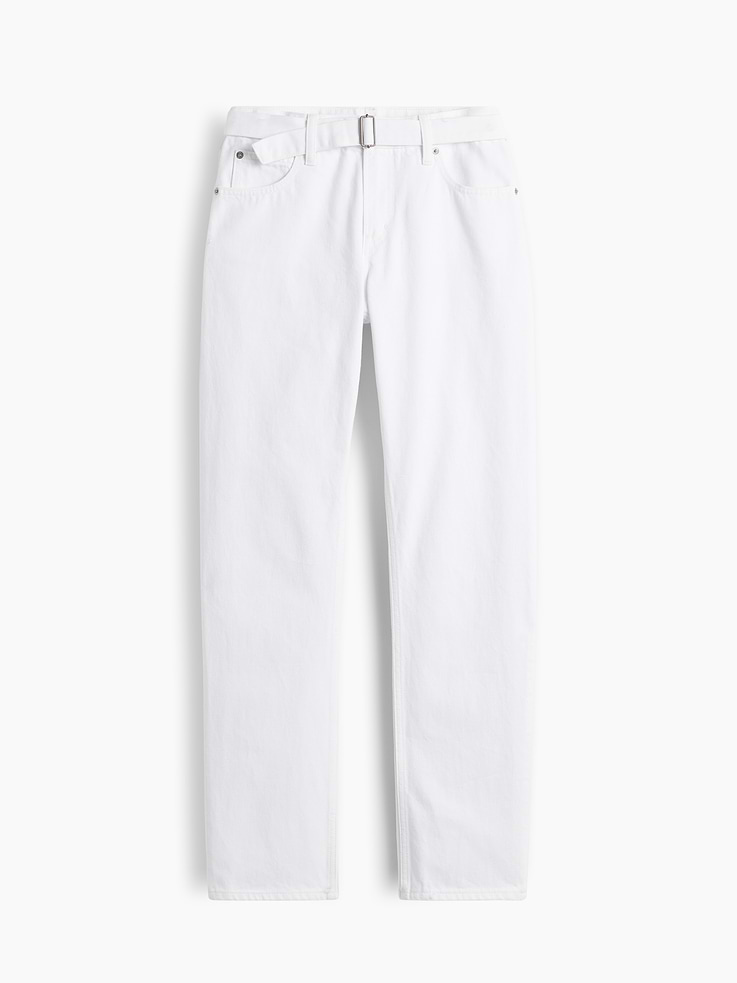 Image number 6 showing, Mid Rise Belted Straight Taper Jeans